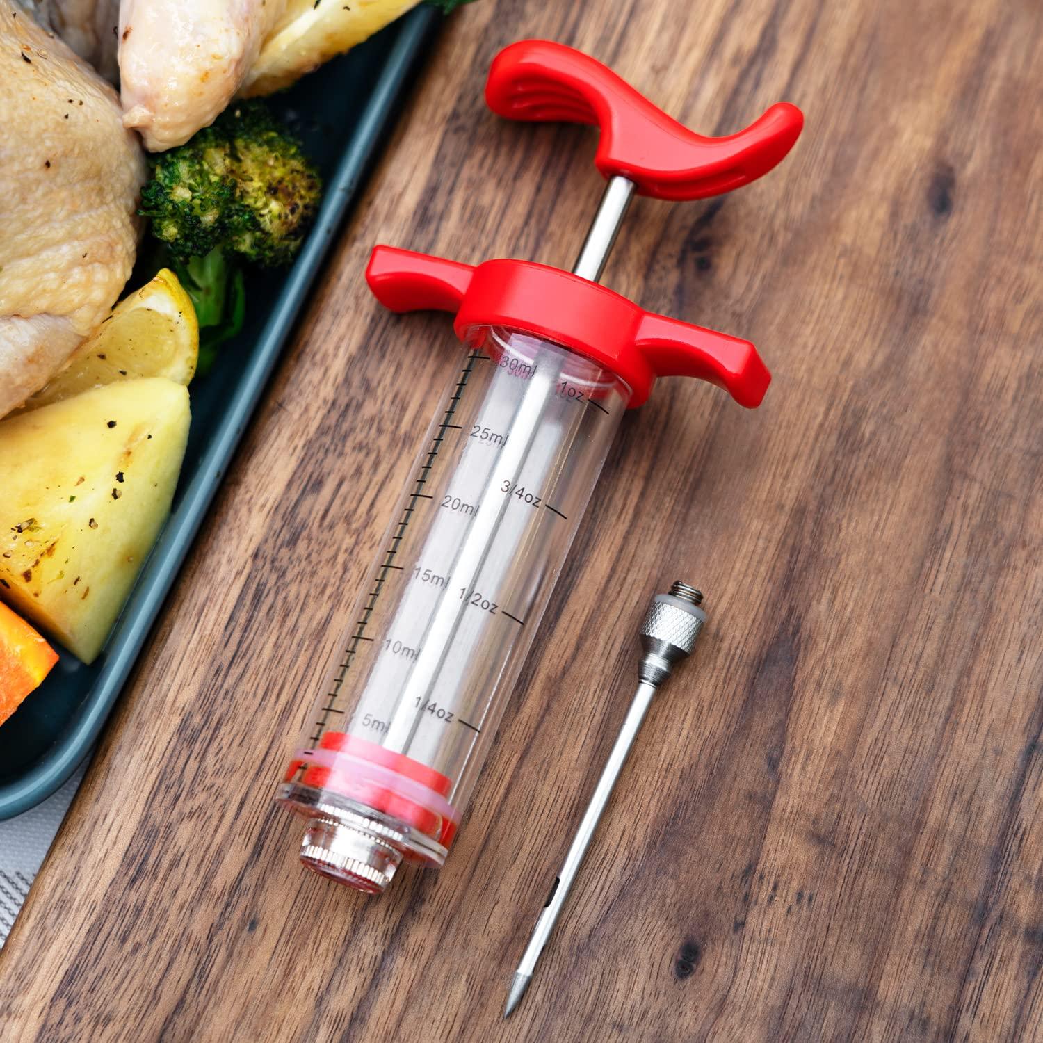 Meat Injector, Plastic Marinade Turkey Injector with 1-oz Capacity 2pcs stainless steel needles by DIMESHY - CookCave