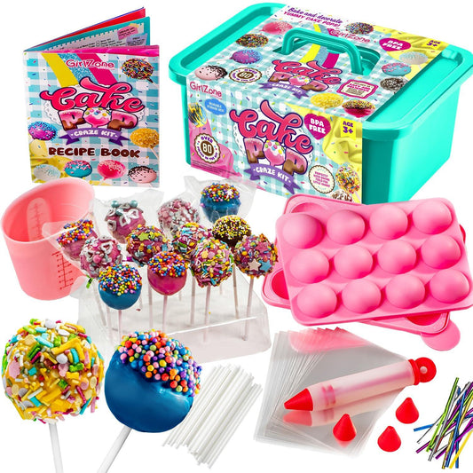 GirlZone Cake Pop Kit - Baking Set for Kids Ages 10-12, Includes Cake Pop Mold, Stand, Gift Bags and Decorating Pen - CookCave