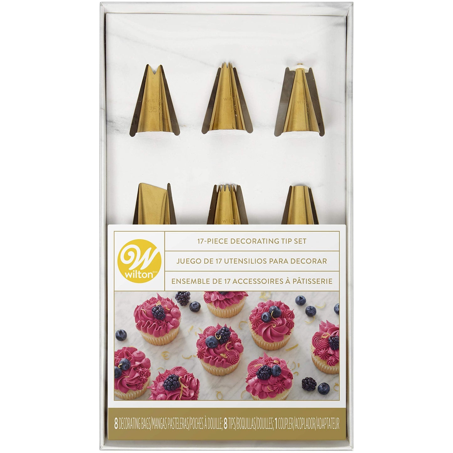 Wilton Navy Blue and Gold Piping Tips and Cake Decorating Supplies Set, 17-Piece - CookCave