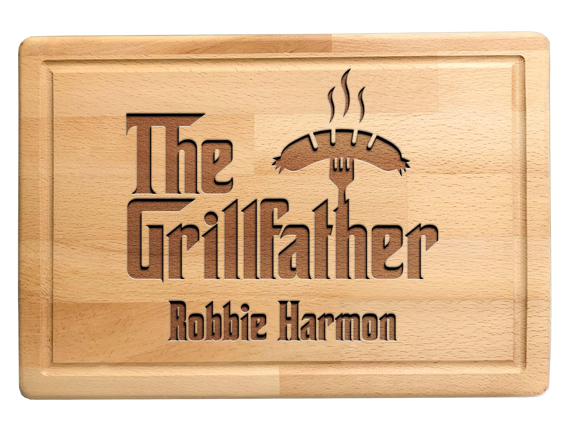 The Grillfather Wood Cutting Board, Christmas Gift Idea, BBQ Gift, Personalized Gift for Men, Dad, Grandpa, Custom Engraved Cutting Board, Father's or Grandpa's Birthday Gift, Grill Master - CookCave