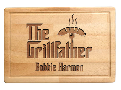 The Grillfather Wood Cutting Board, Christmas Gift Idea, BBQ Gift, Personalized Gift for Men, Dad, Grandpa, Custom Engraved Cutting Board, Father's or Grandpa's Birthday Gift, Grill Master - CookCave