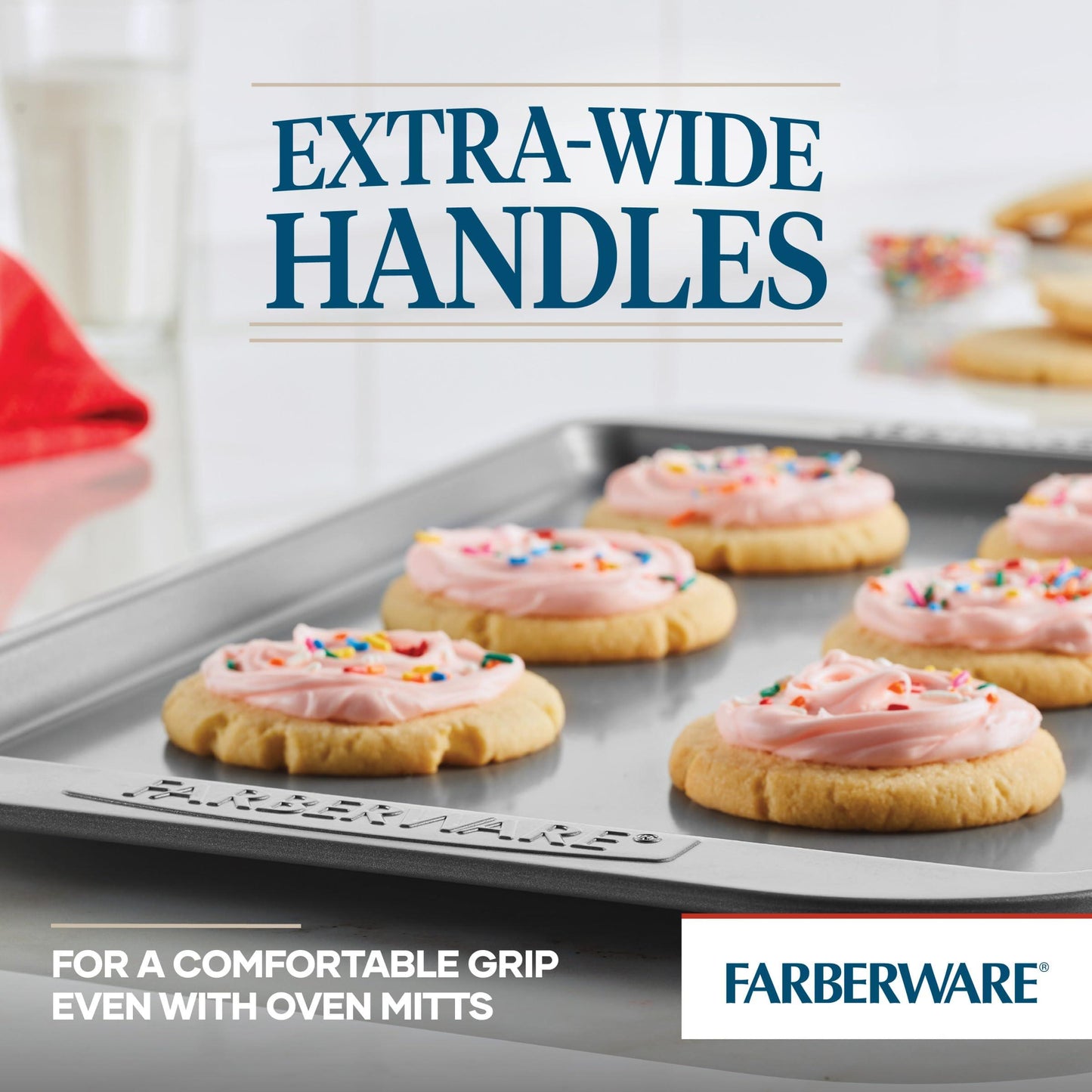 Farberware Bakeware Nonstick Cookie Baking Sheets, 3-Piece Set, Gray - CookCave