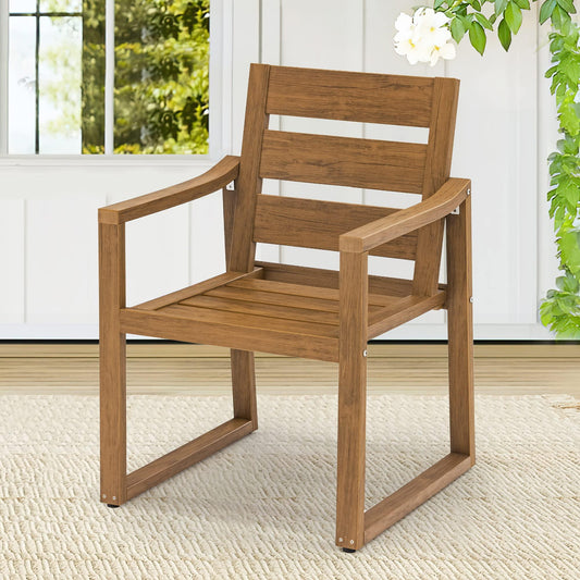 Cozyman HDPS Outdoor Dining Chairs, 350LBS, Patio Dining Chairs with Armrest, All Weather Outdoor Kitchen Chairs with Square Frame Legs for Outdoor Indoor, Garden, Backyard, Teak Color-Oil Printed - CookCave