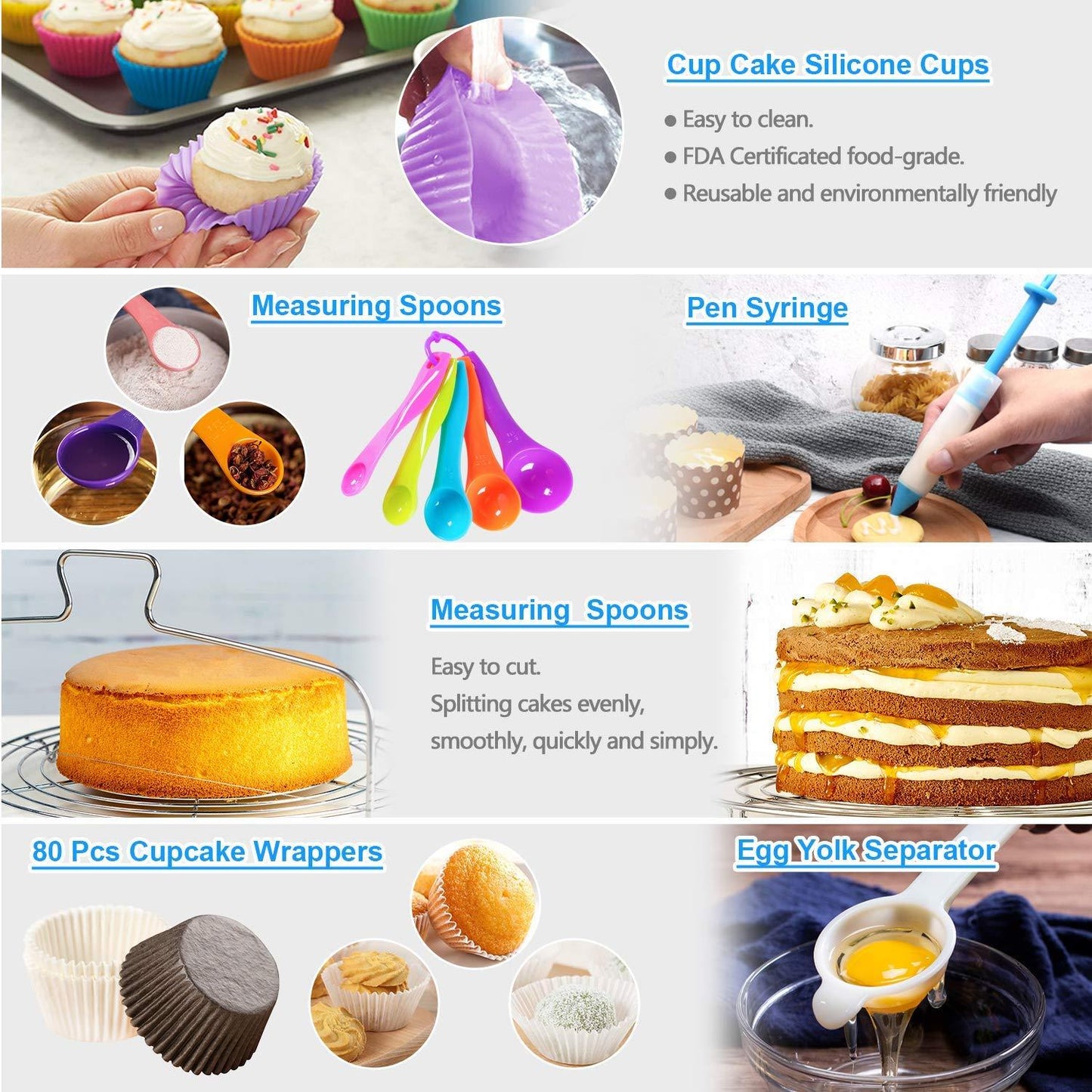Cake Decorating Supplies,493 PCS Cake Decorating Kit 3 Packs Springform Cake Pans, Cake Rotating Turntable,48 Piping Icing Tips,7 Russian Nozzles, Baking Supplies,Cupcake Decorating Kit, Multicolor - CookCave