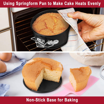 Springform Cake Pan 4 Inch Nonstick Spring Form Pans for Cake Pop Sticks,Quiche or Cookie Sheets,Baking Supplies Cake Decorating kit Cupcake Mold Cheesecake Bread Baking Pan Set - CookCave