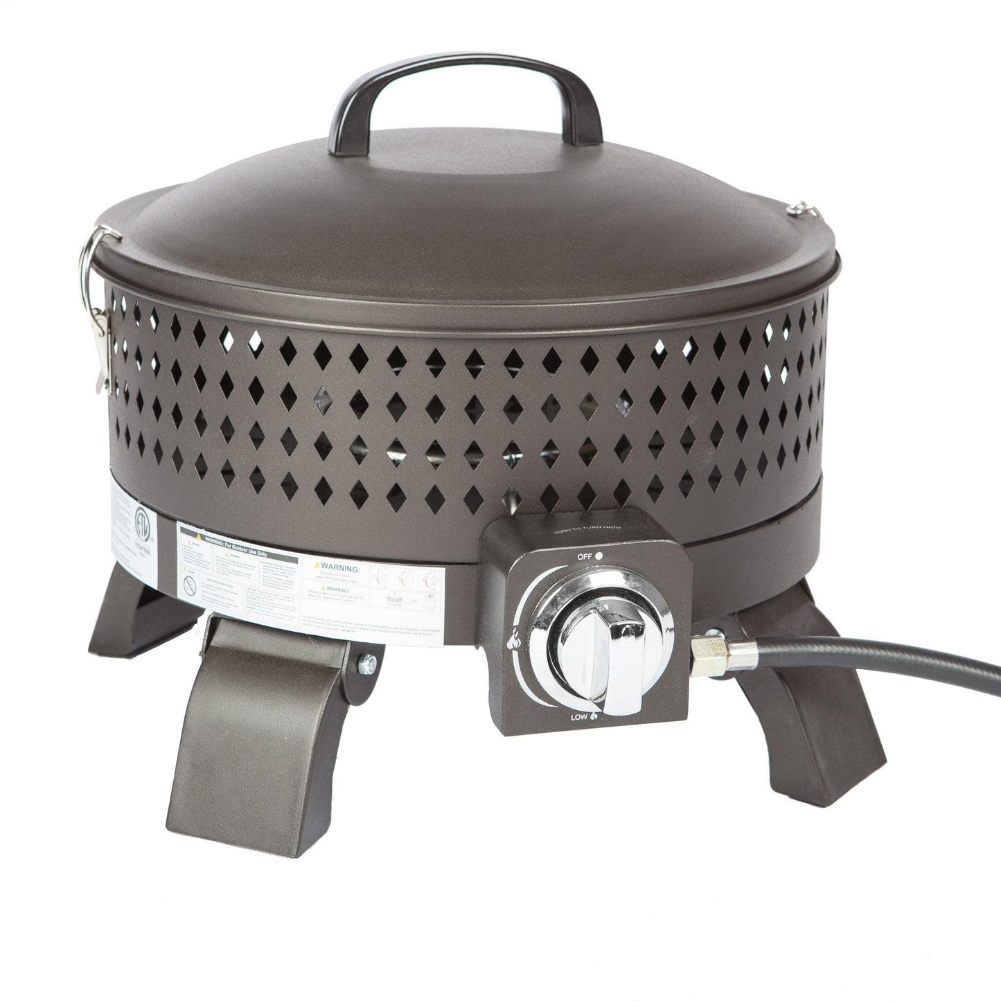 Fire Sense 62133 Sporty Campfire Portable Fire Pit LPG Gas 60,000 BTU Outdoor Firepit Includes Propane Stand Included - Dark Bronze - Round - 15" - CookCave