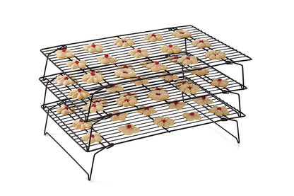 Wilton Excelle Elite 3-Tier Cooling Rack for Cookies, Cake and More - Cool Batches of Cookies, Cake Layers or Finger Foods, Black - CookCave
