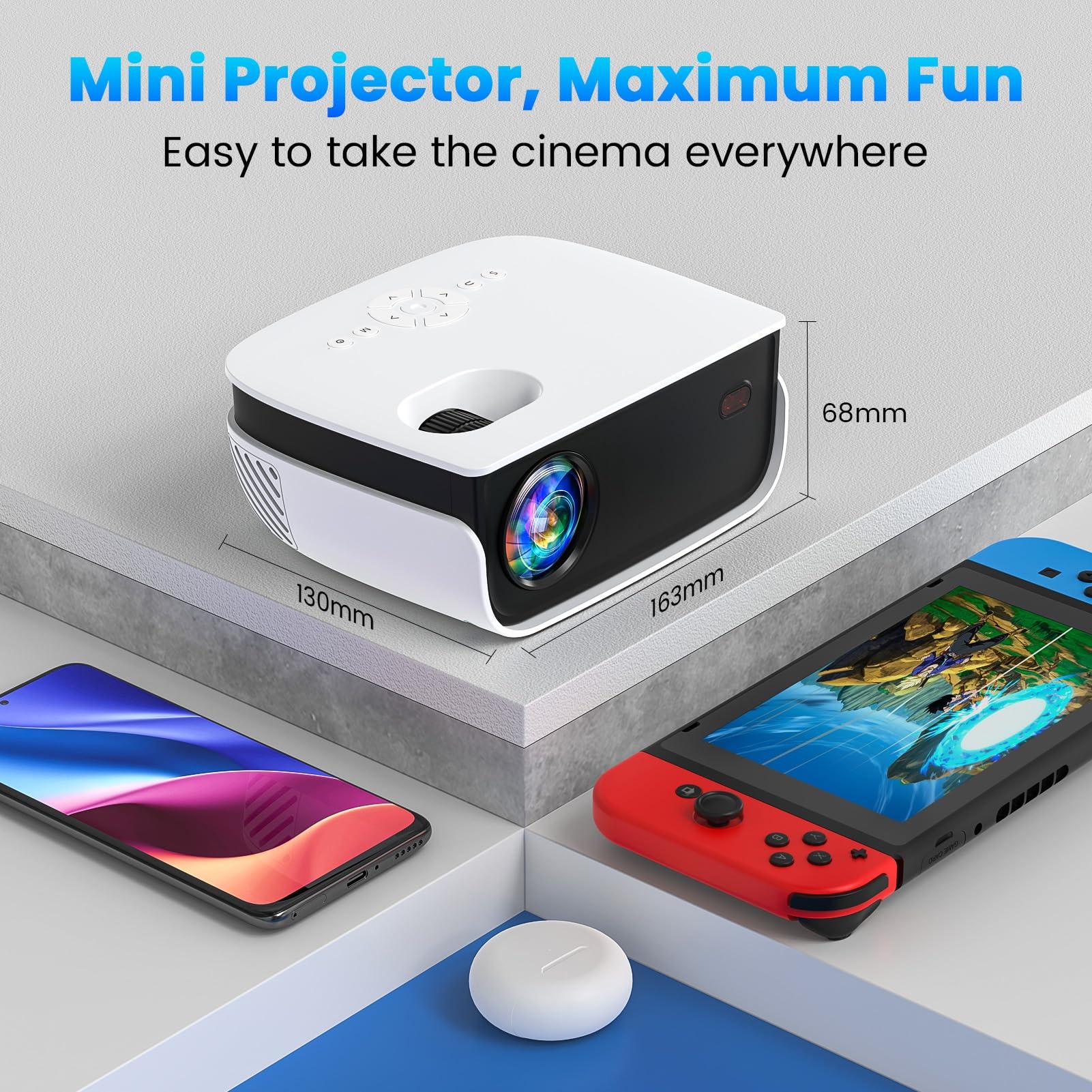 Outdoor Projector, Mini Projector for Home Theater, 1080P and 240" Supported Movie Projector 7500 L Portable Home Video Projector Compatible with Smartphone/TV Stick/PS4/PC/Laptop - CookCave