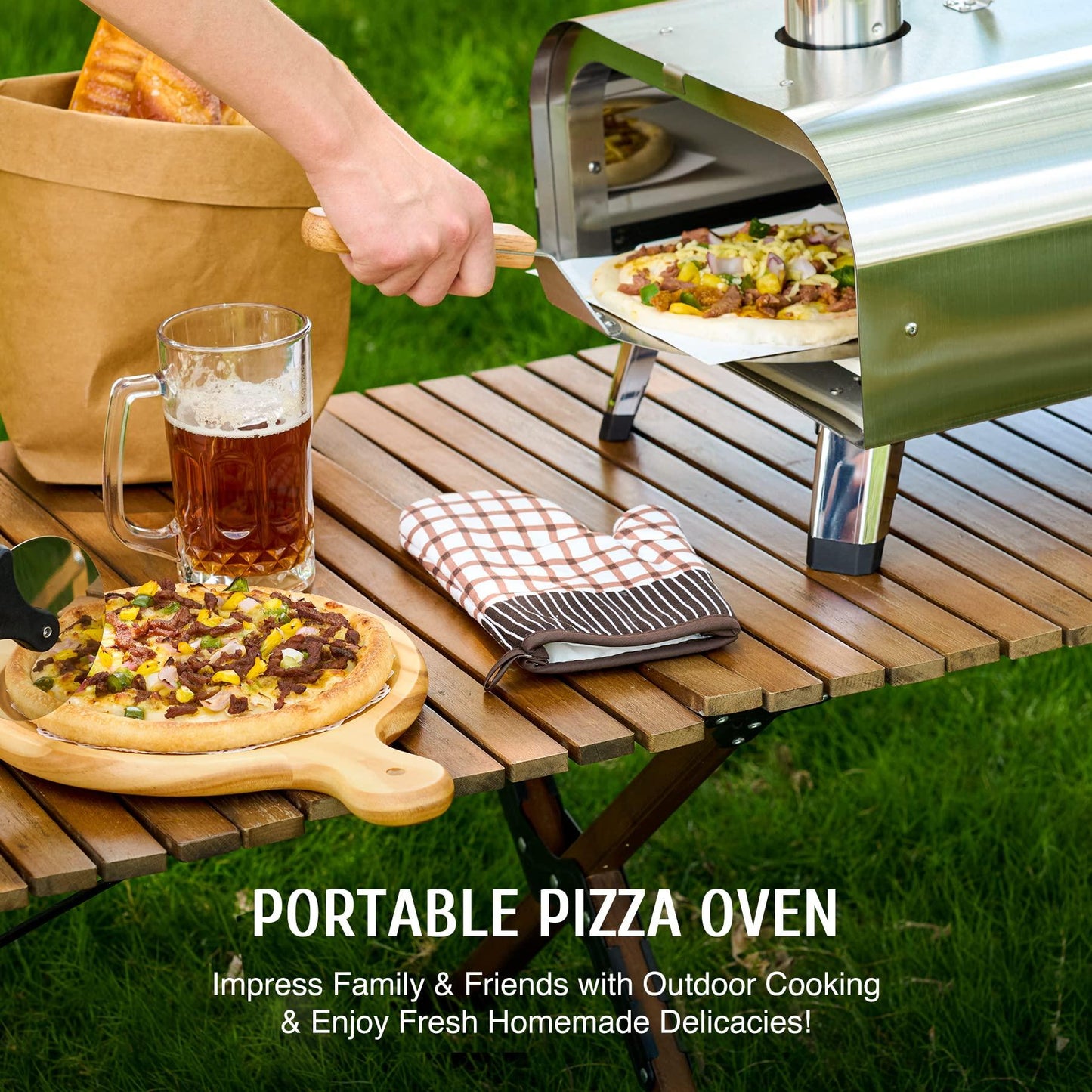 CO-Z 12 Portable Wood Pellet Pizza Oven Outdoor, Wood Fired Pizza Oven,Stainless Steel Wood Burning Pizza Maker Stove with Built-in Thermometer Pizza Stone Peel Cutter Bag for Outside Kitchen Backyard - CookCave