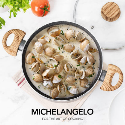 MICHELANGELO Stock Pot with Lid, 5 Quart Cooking Pot Nonstick Soup Pot with Lid, Induction Pot for Cooking, 5 Qt Pot with Lid, Non Stick Pot for Kitchen, Stockpot with Bakelite Handle, Grey Granite - CookCave