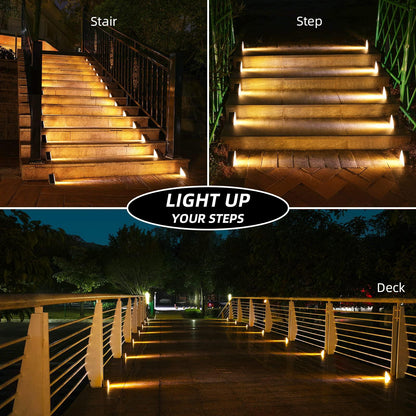 NIORSUN Solar Outdoor Step Lights Warm White Triangle IP67 Waterproof Auto on Off Decoration Deck Lights for Patio Yard, Driveway, Porch, Front Door, Sidewalk, 6 Pack - CookCave