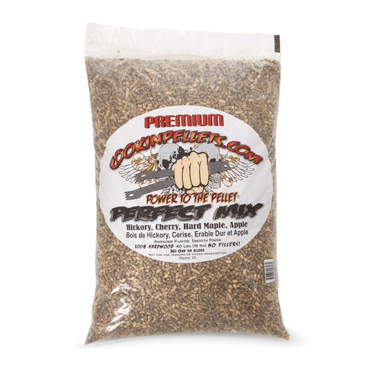 CookinPellets Perfect Mix Natural Hardwood Hickory, Cherry, Hard Maple, and Apple BBQ Grill Wood Pellets for Pellet Grill and Pellet Smoker, 40 Lb Bag - CookCave