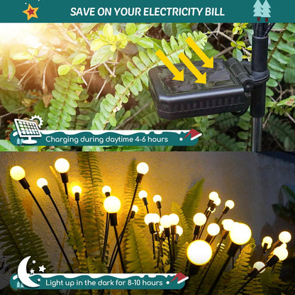 Solar Lights Outdoor Garden Decor: 4 Pack Upgraded 32 LED Firefly Solar Garden Lights, Unique Valentines Day Decorations Flexible Solar Lights Outdoor Waterproof for Yard Pathway Landscape Decorative - CookCave