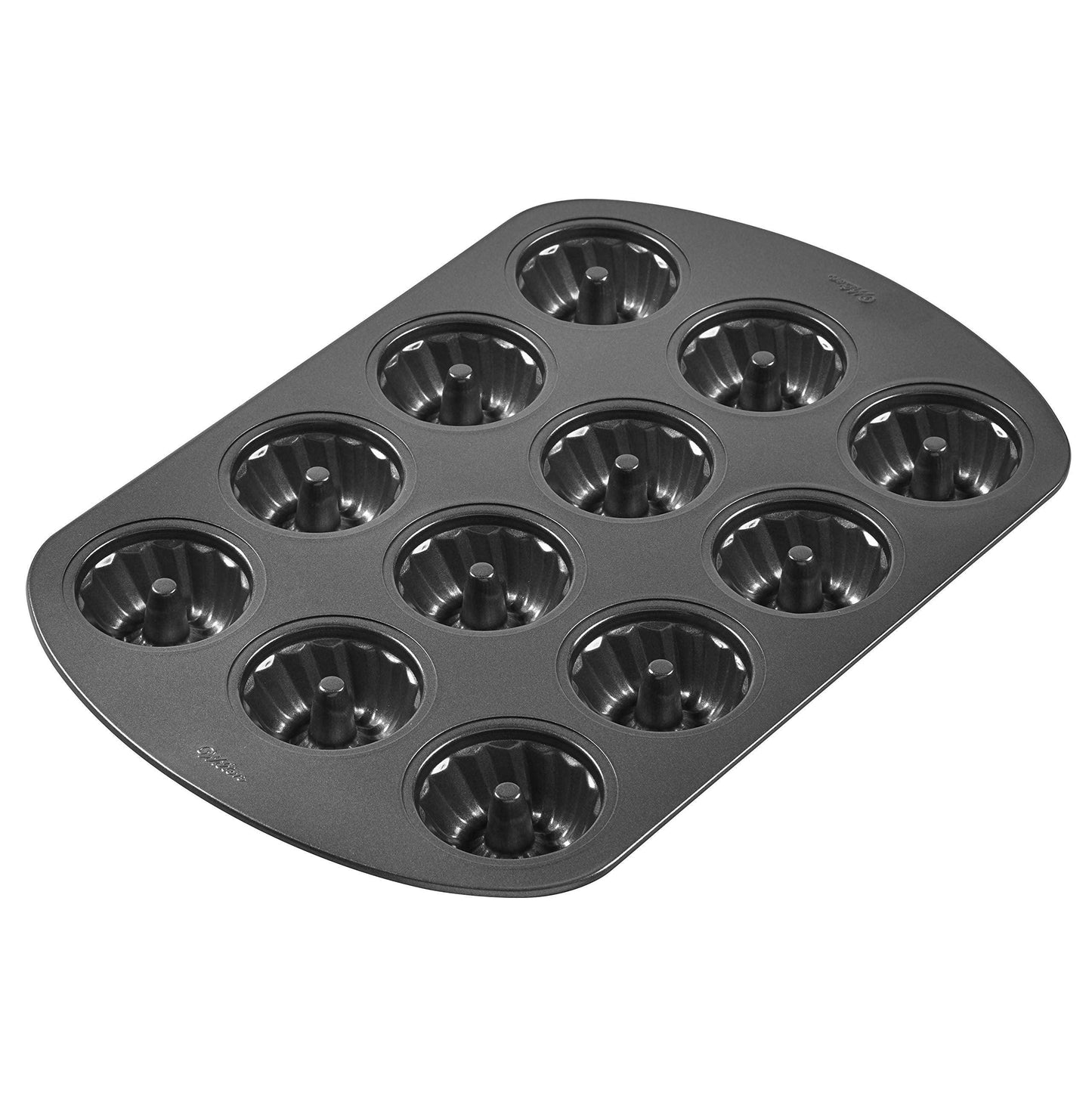 Wilton Non-Stick Mini Fluted Tube Pan, 12-Cavity, Steel, Multi-Cavity Mini Cake Pan, Black - CookCave