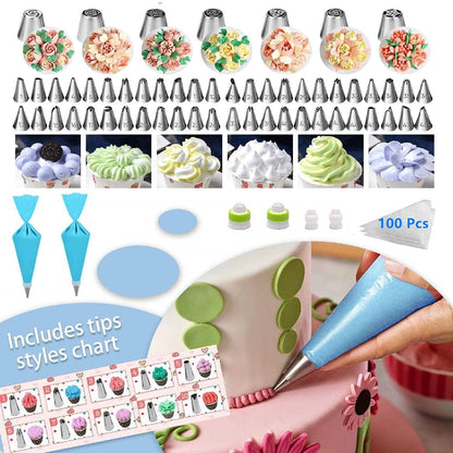 Cake Decorating Supplies,493 PCS Cake Decorating Kit 3 Packs Springform Cake Pans, Cake Rotating Turntable,48 Piping Icing Tips,7 Russian Nozzles, Baking Supplies,Cupcake Decorating Kit, Multicolor - CookCave