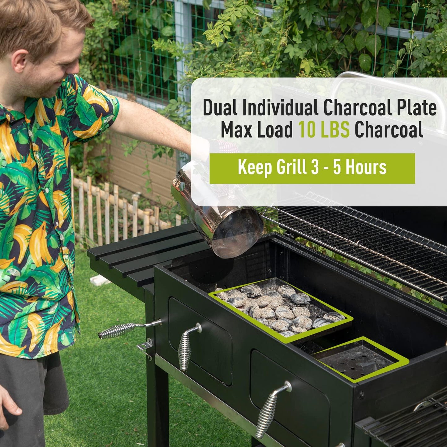 MFSTUDIO Extra Large Charcoal BBQ Grill with Easy Clean Full Size Ash Tray and Adjustable Charcoal Plate, 794 SQ.IN. Cooking Area, Barbecue Grill For Outdoor Family & Friends Party, Black - CookCave