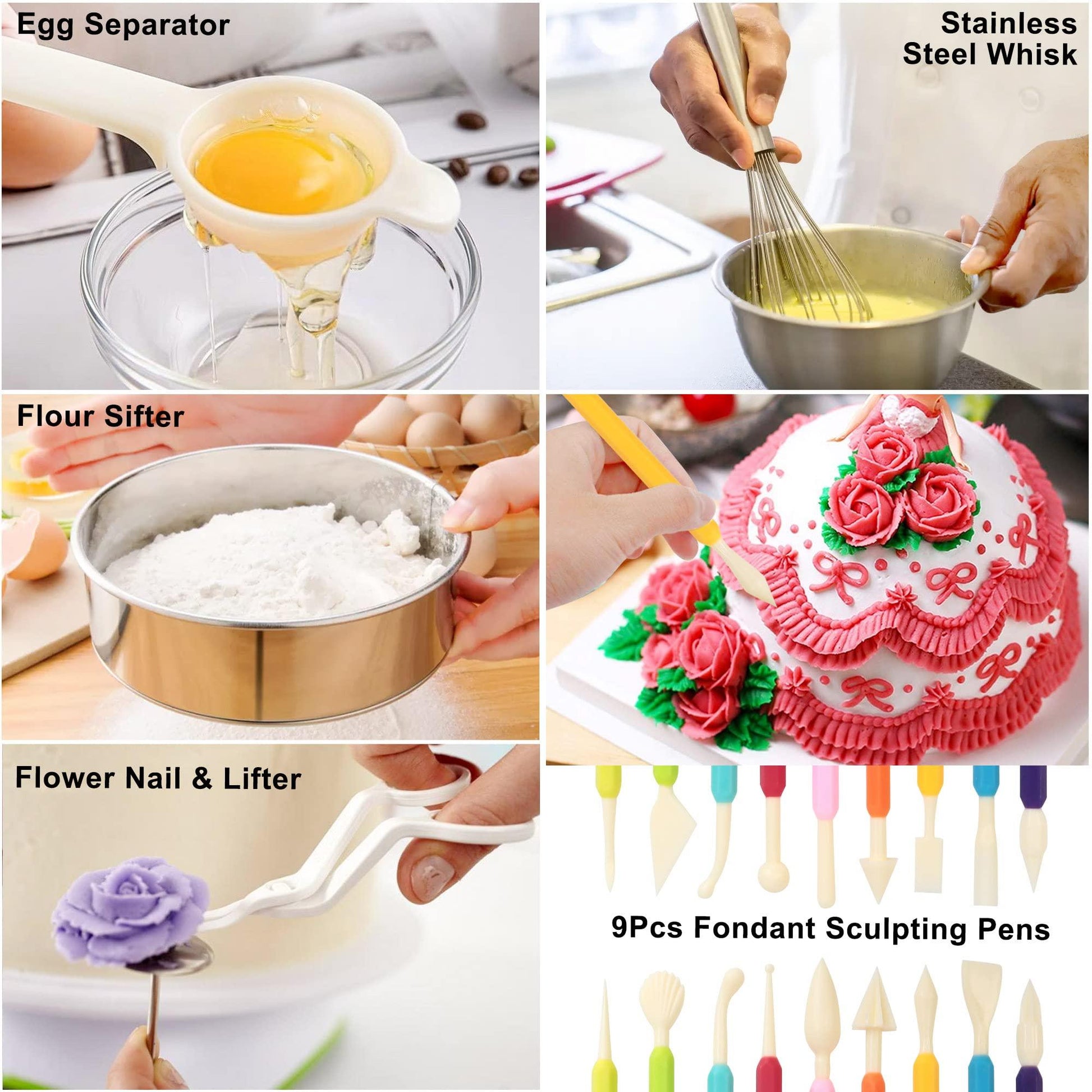 LotFancy Cake Decorating Kit, 469Pcs, Cake Baking Supplies with Rotating Turntable, Springform Pans, Piping Bags and Tips Set, Icing Spatula, Baking Tools Set for Beginners and Cake Lovers - CookCave