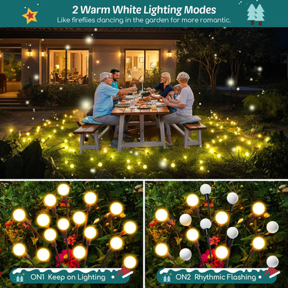 Solar Lights Outdoor Garden Decor: 4 Pack Upgraded 32 LED Firefly Solar Garden Lights, Unique Valentines Day Decorations Flexible Solar Lights Outdoor Waterproof for Yard Pathway Landscape Decorative - CookCave