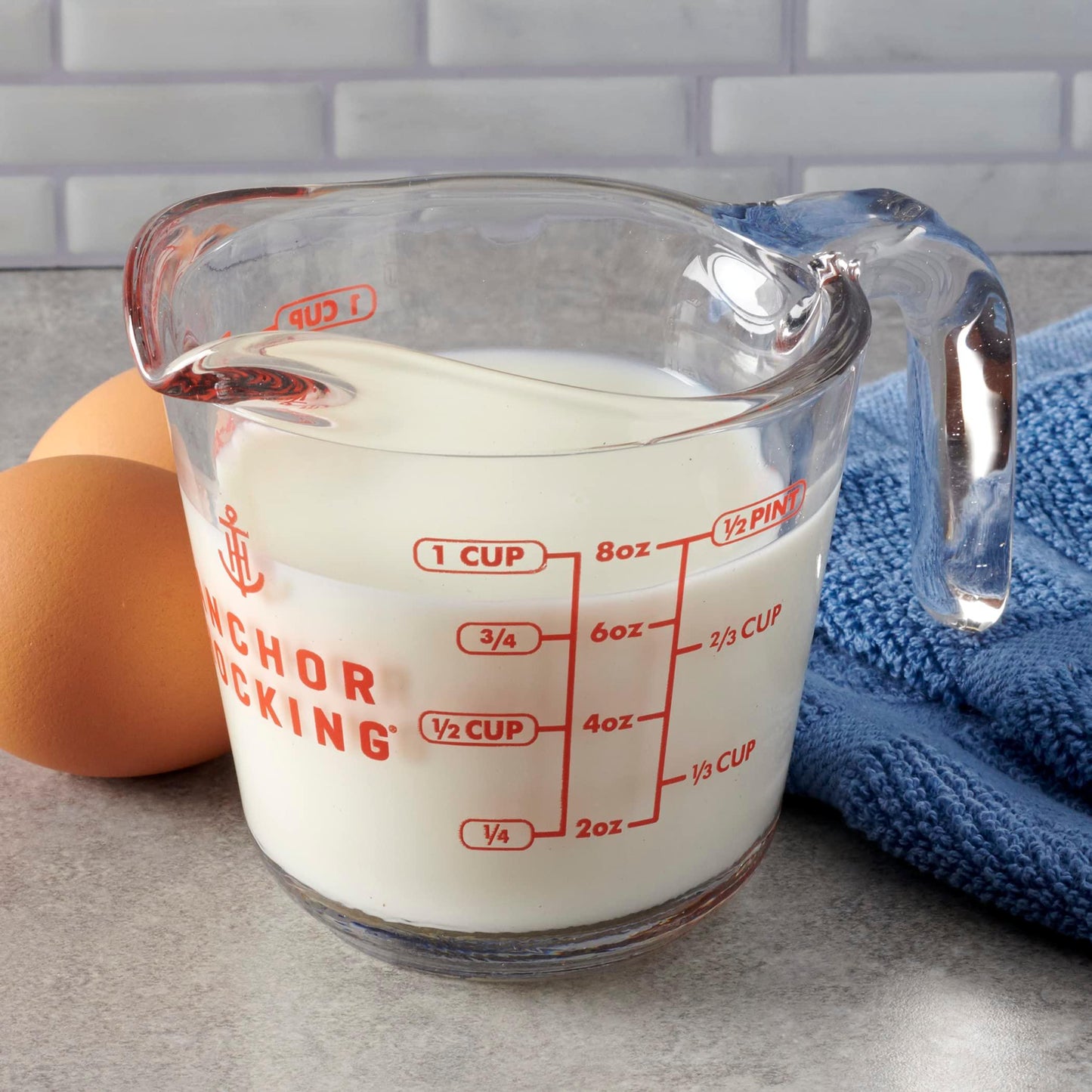 Anchor Hocking Glass Measuring Cups, 4 Piece Set (5 Ounce, 1 Cup, 2 Cup, 4 Cup liquid measuring cups) - CookCave