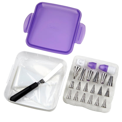 Wilton Cake Decorating Supplies Kit - Decorate Treats with Your Organized Decorating Tool Set, Disposable Pastry Bags, Stainless Steel Icing Tips and Spatula, 46-Piece - CookCave