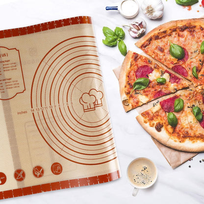 Non Stick 28''x20'' Extra Large Thick Silicone Pastry Mat, with measurements for Non-slip Silicone Baking Sheet, Counter Mat, Dough Rolling, Reusable Bakeware Mats for Cookies, Macarons, Bread, Pizza - CookCave
