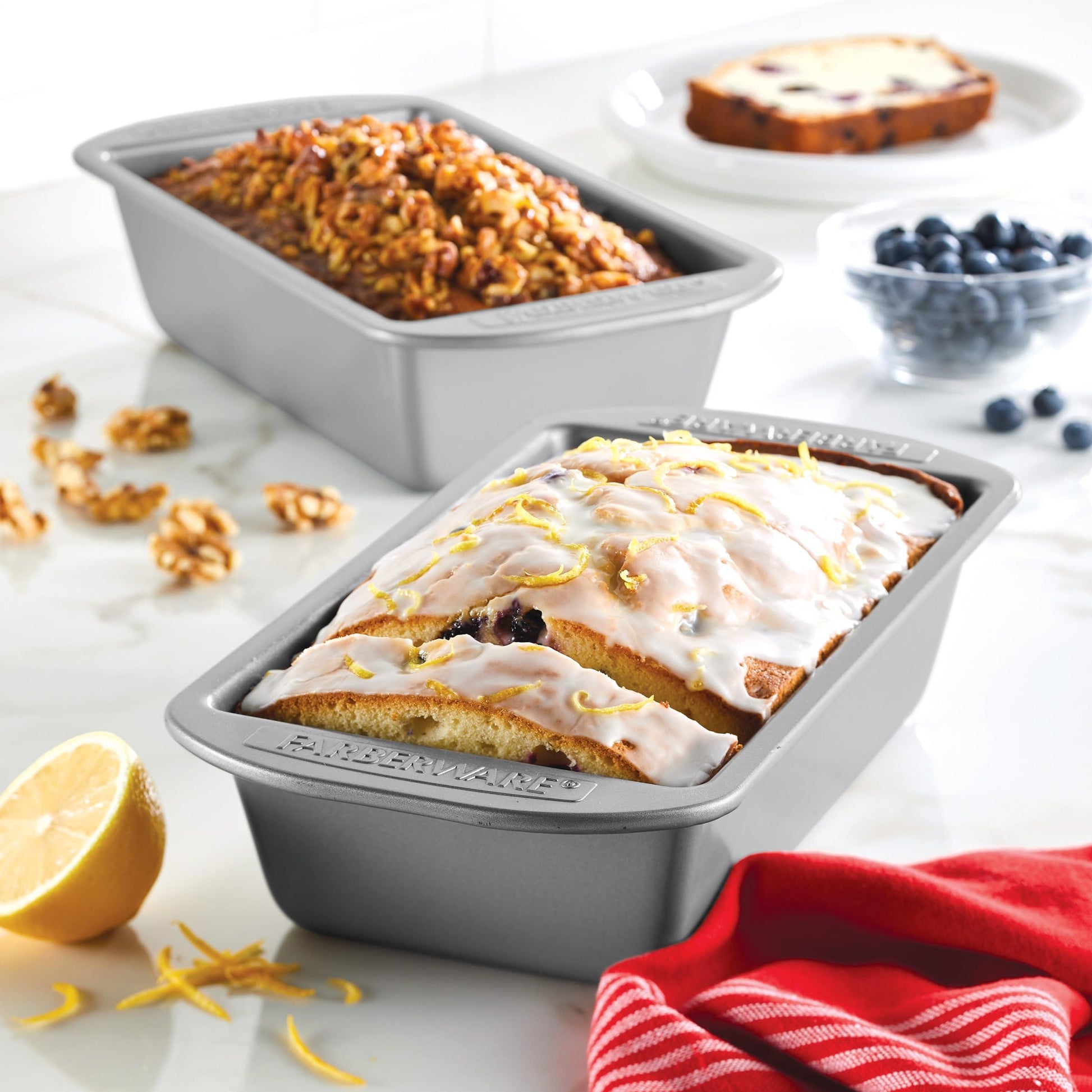 Farberware Bakeware Meatloaf/Nonstick Baking Loaf Pan Set, Two 9-Inch x 5-Inch, Gray - CookCave