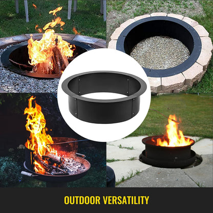 VBENLEM Fire Pit Ring 36-Inch Outer/30-Inch Inner Diameter, 10inch Height Fire Pit Insert 2.5mm Thick Heavy Duty Solid Steel, Fire Pit Liner DIY Campfire Ring Above or In-Ground for Outdoor - CookCave