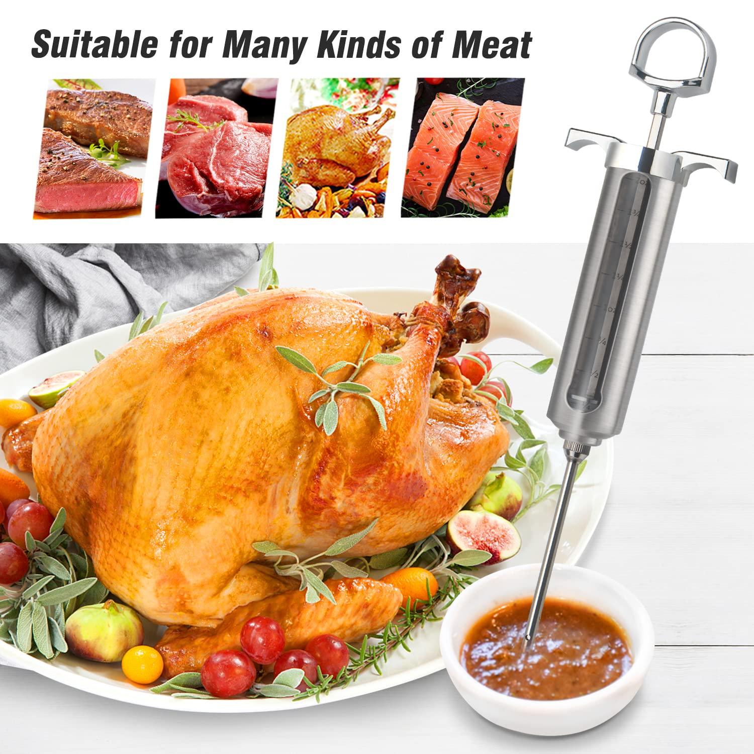 Ofargo Meat Injector Kit for Smoker with 3 Marinade Flavor BBQ  Injector Syringe Needles, Injector Marinades for Meats, Turkey, Brisket; 2-oz; Paper and E-Book (PDF) User Manual Included - CookCave