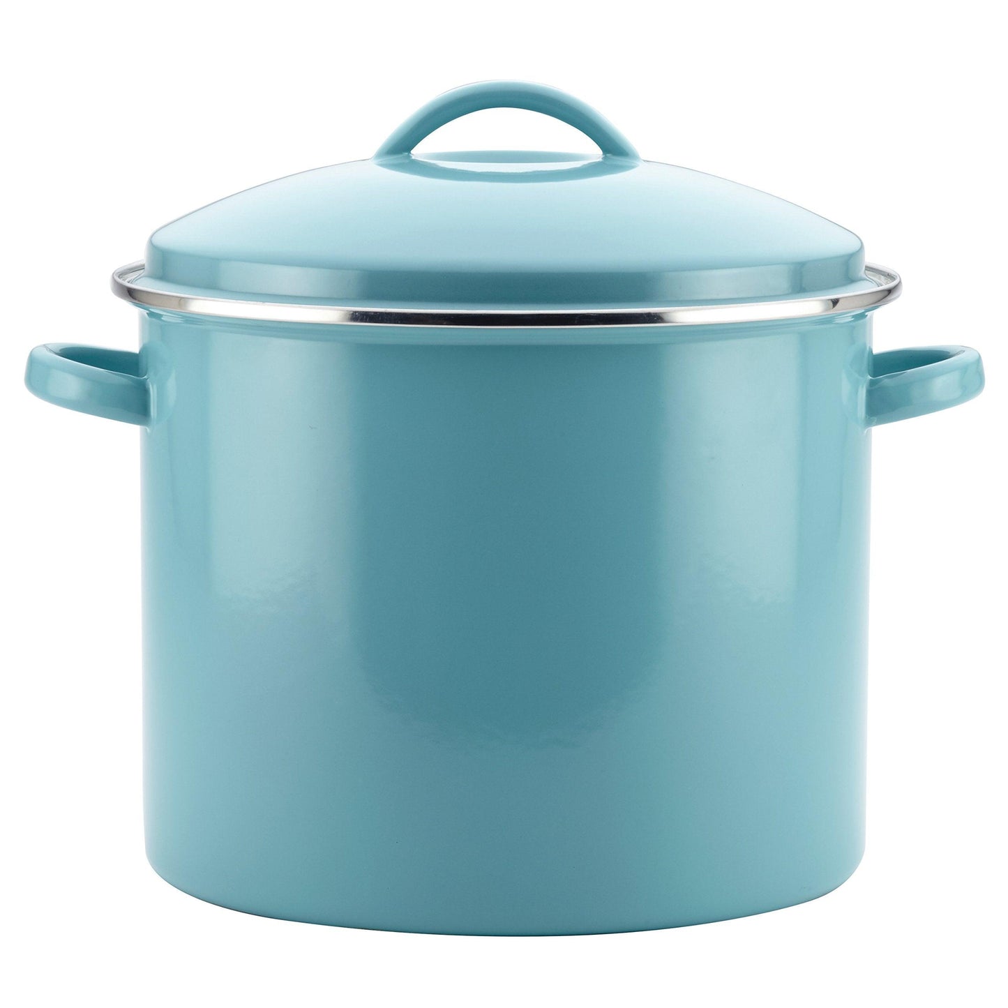 Farberware Enamel on Steel Stock Pot/Stockpot with Lid - 16 Quart, Aqua Blue - CookCave