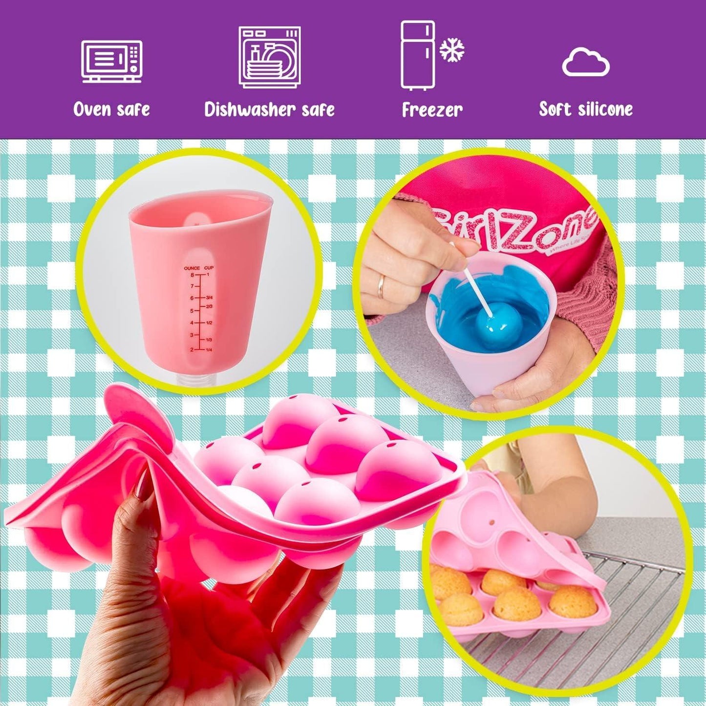 GirlZone Cake Pop Kit - Baking Set for Kids Ages 10-12, Includes Cake Pop Mold, Stand, Gift Bags and Decorating Pen - CookCave