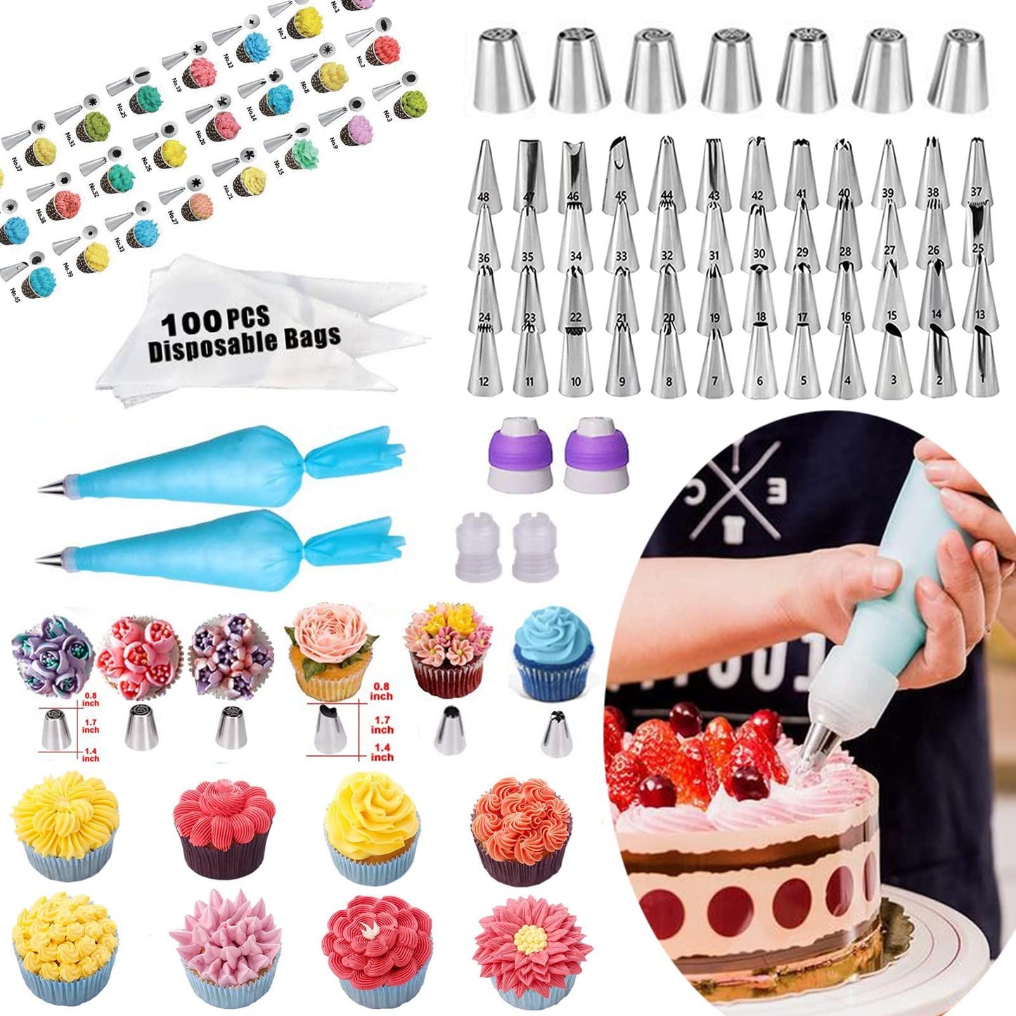 Cake Decorating Kits 567 PCS Baking Set with Springform Pans Set, Rotating Turntable, Decorating Tools, Cake Baking Supplies for Beginners and Cake Lovers - CookCave