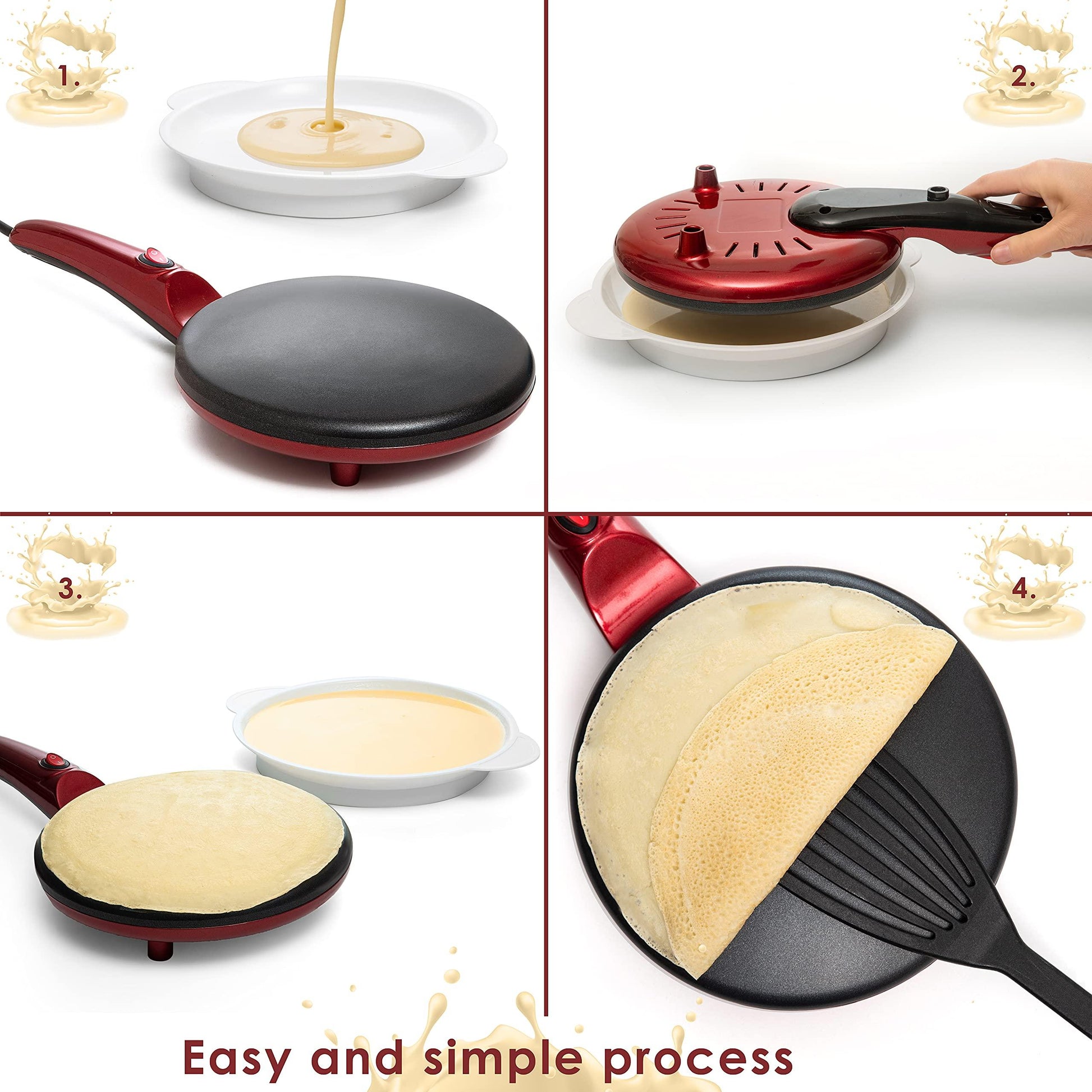 Moss & Stone Electric Crepe Maker, Pan Apo Portable Crepe Maker & Hot Plate Cooktop On/Off Switch, Nonstick Coating, Automatic Temperature Control, Easy To Use For Pancakes, Blintz, Chapati - CookCave