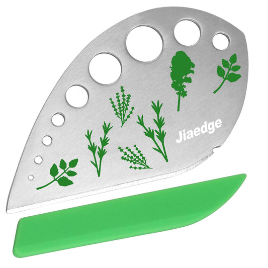 Herb Stripper, Jiaedge Green 9 holes Stainless Steel Kitchen Herbs Leaf Stripping Tool, Metal Herb Peeler for Kale, Collard Greens, Thyme, Basil, Rosemary Stripper - CookCave