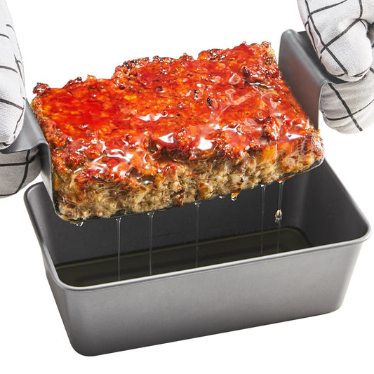 BRONYPRO Nonstick Meatloaf Pan with Drain Tray, 9x5 Meat Loaf Pans for Baking Bread, Homemade Banana Bread Tin for Oven, Grey - CookCave