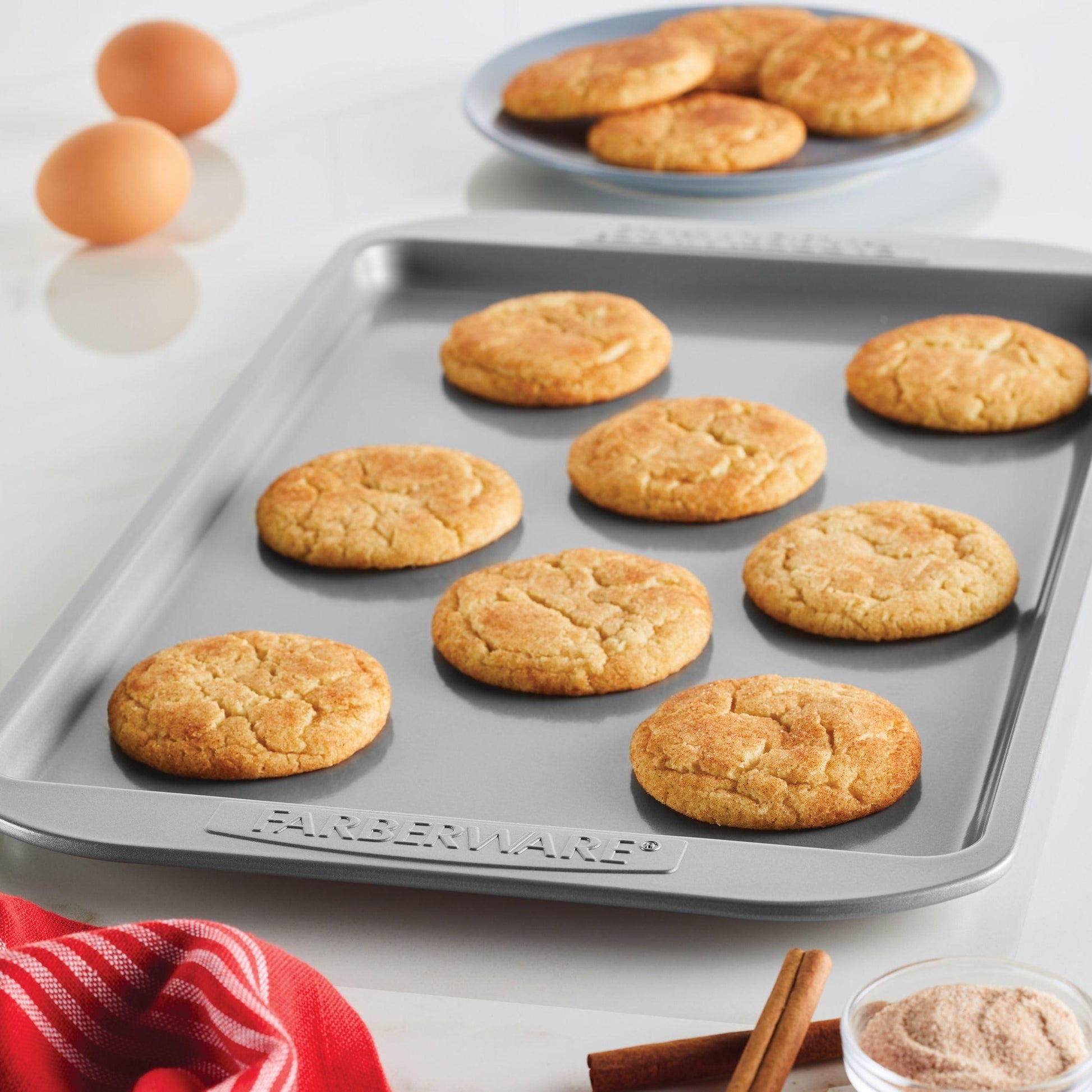 Farberware Bakeware Nonstick Cookie Baking Sheets, 3-Piece Set, Gray - CookCave