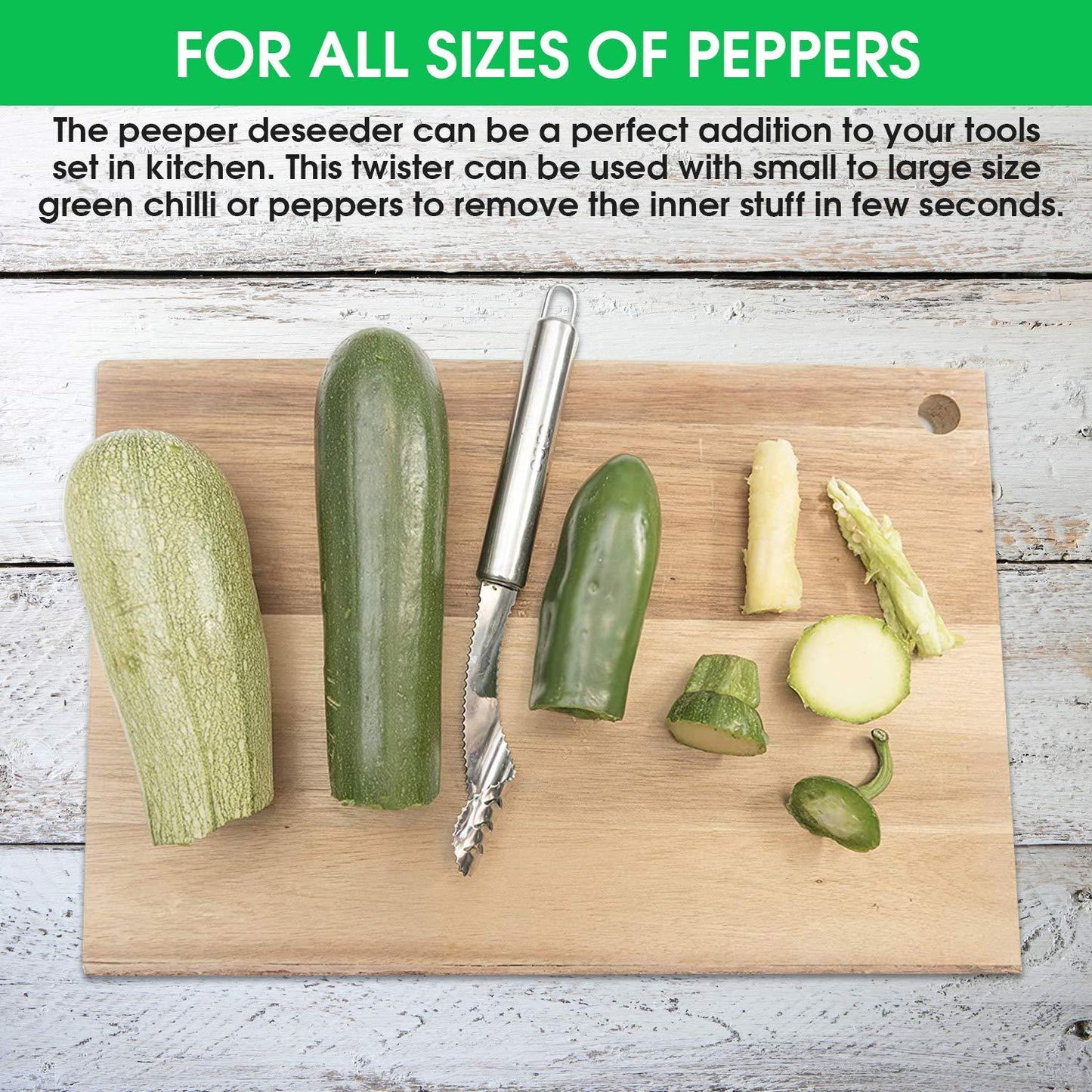 ESRE Stainless Steel Pepper Core Remover, Jalapeno Pepper Corer Tool Chili Deseeder, Sharp Edge Kitchen Gadget Seed Remover Dishwasher Safe, Slice off Vegetables tops for Barbecue - CookCave