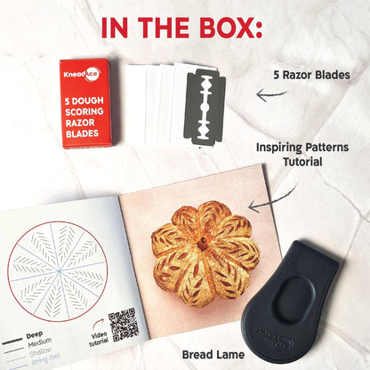 KNEADACE Extractable & Magnetic Bread Lame Dough Scoring Tool - Professional Sourdough scoring tool for Sourdough Bread baking & Bread Making Tools - Scoring Patterns booklet & 5 Razor Blades - CookCave