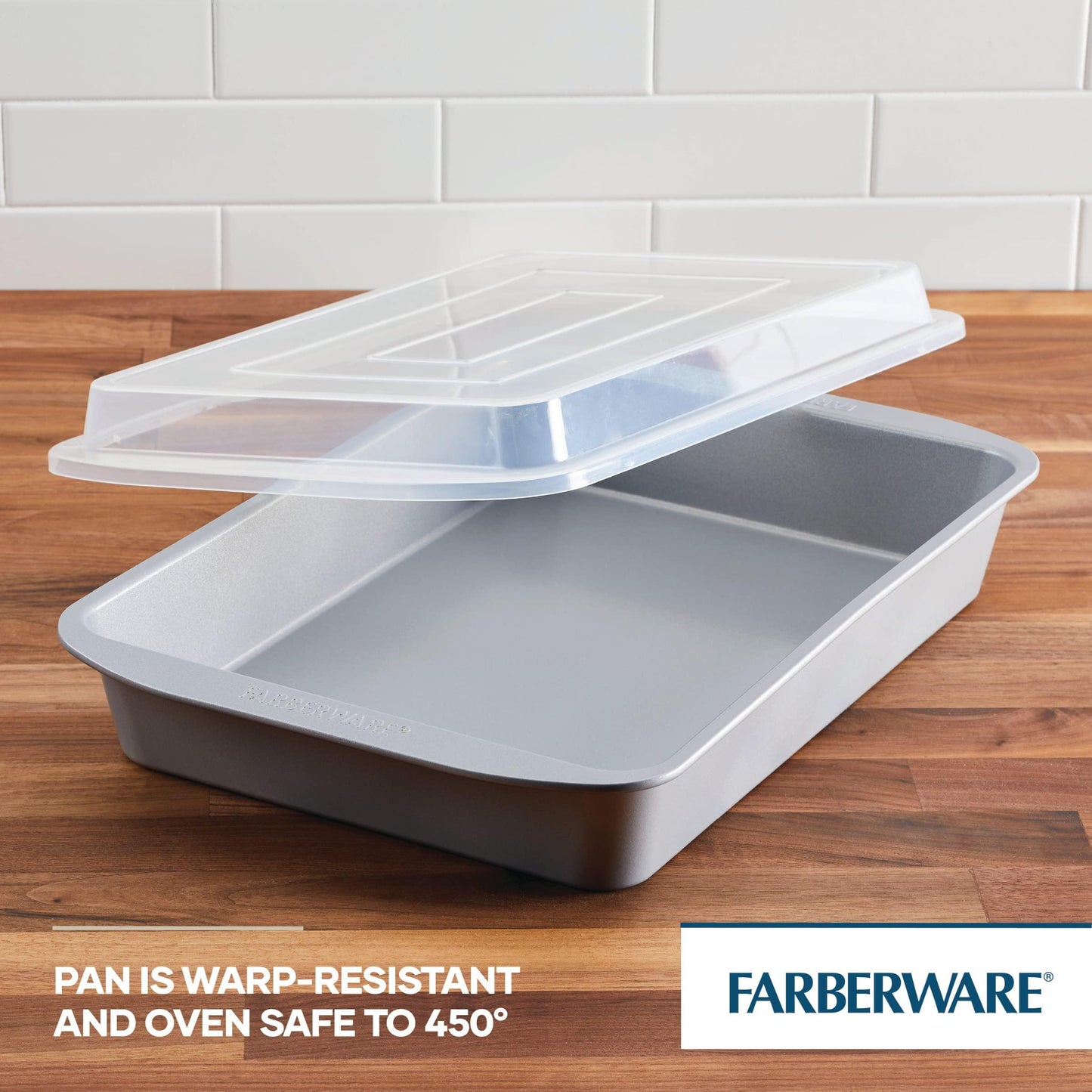 Farberware GoldenBake Bakeware Nonstick Baking Pan/Cake Pan with Lid, Rectangle, Insulated, 9 Inch x 13 Inch - Gray - CookCave