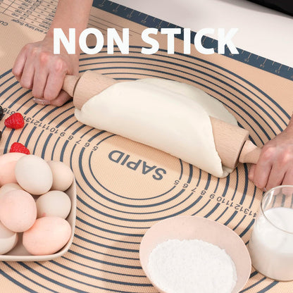 Sapid Extra Thick Silicone Pastry Mat Non-slip with Measurements for Non-stick Silicone Baking Mat Extra Large, Dough Rolling, Pie Crust, Kneading Mats, Countertop, Placement Mats (24" x 36", Gray) - CookCave