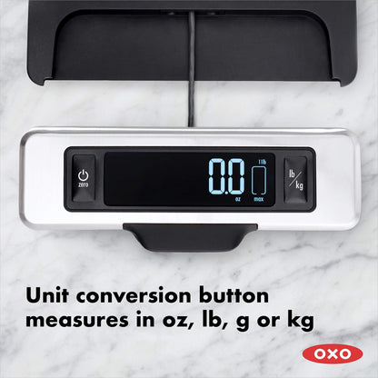 OXO Good Grips 11-Pound Stainless Steel Food Scale with Pull-Out Display - CookCave