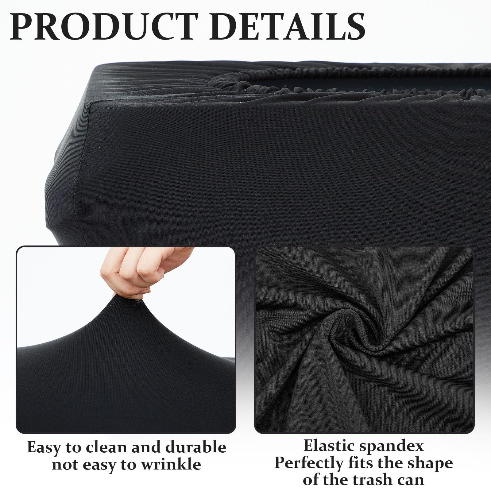 Windyun 2 Pcs 23 Gallon Black Spandex Stretchable Trash Can Cover Wedding Party Fundraiser Decorations for Home Garden (Not Include Trash Can) - CookCave