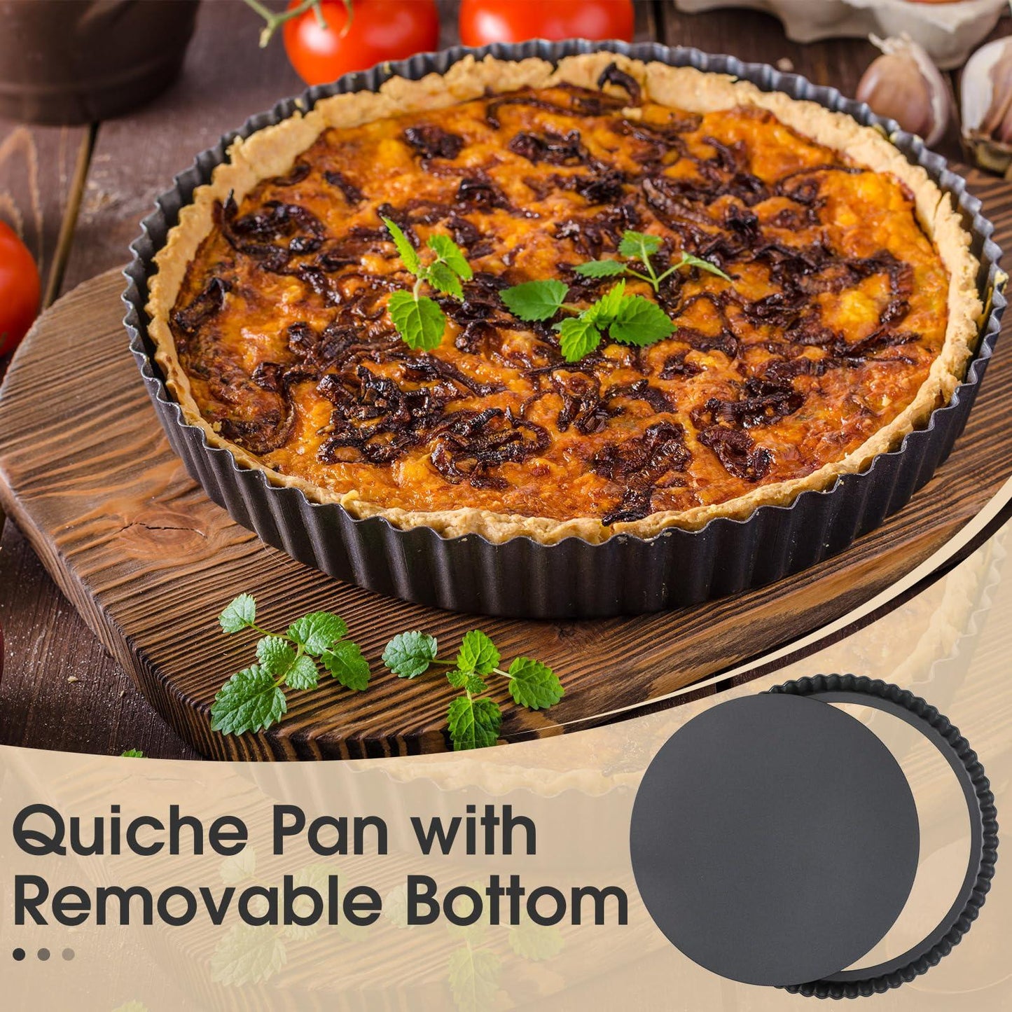 Ziliny 8 Pcs Non Stick Tart Pan 4'' 9.5" 10" 11" 12.6" Quiche Pan with Removable Bottom Round Carbon Steel Mini Pie Pans with Fluted Edges for Mousse Cakes, Dessert Baking, Christmas Party, 5 Sizes - CookCave