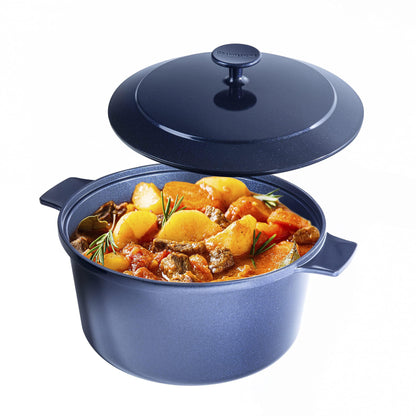 Granitestone Dutch Oven, 6.5 Quart Ultra Nonstick Enameled Lightweight Aluminum Dutch Oven Pot with Lid, Round 6.5 Qt. Stock Pot, Dishwasher & Oven Safe, Induction Capable, 100% PFOA Free, Cobalt Blue - CookCave