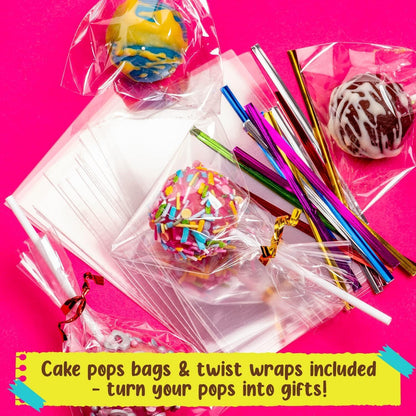 GirlZone Cake Pop Kit - Baking Set for Kids Ages 10-12, Includes Cake Pop Mold, Stand, Gift Bags and Decorating Pen - CookCave