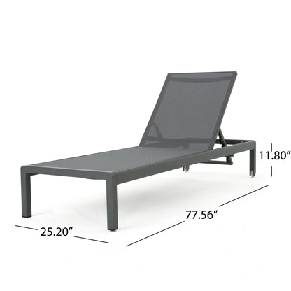 Christopher Knight Home Cape Coral Outdoor Aluminum Chaise Lounges with Mesh Seat, 2-Pcs Set, Grey / Dark Grey - CookCave