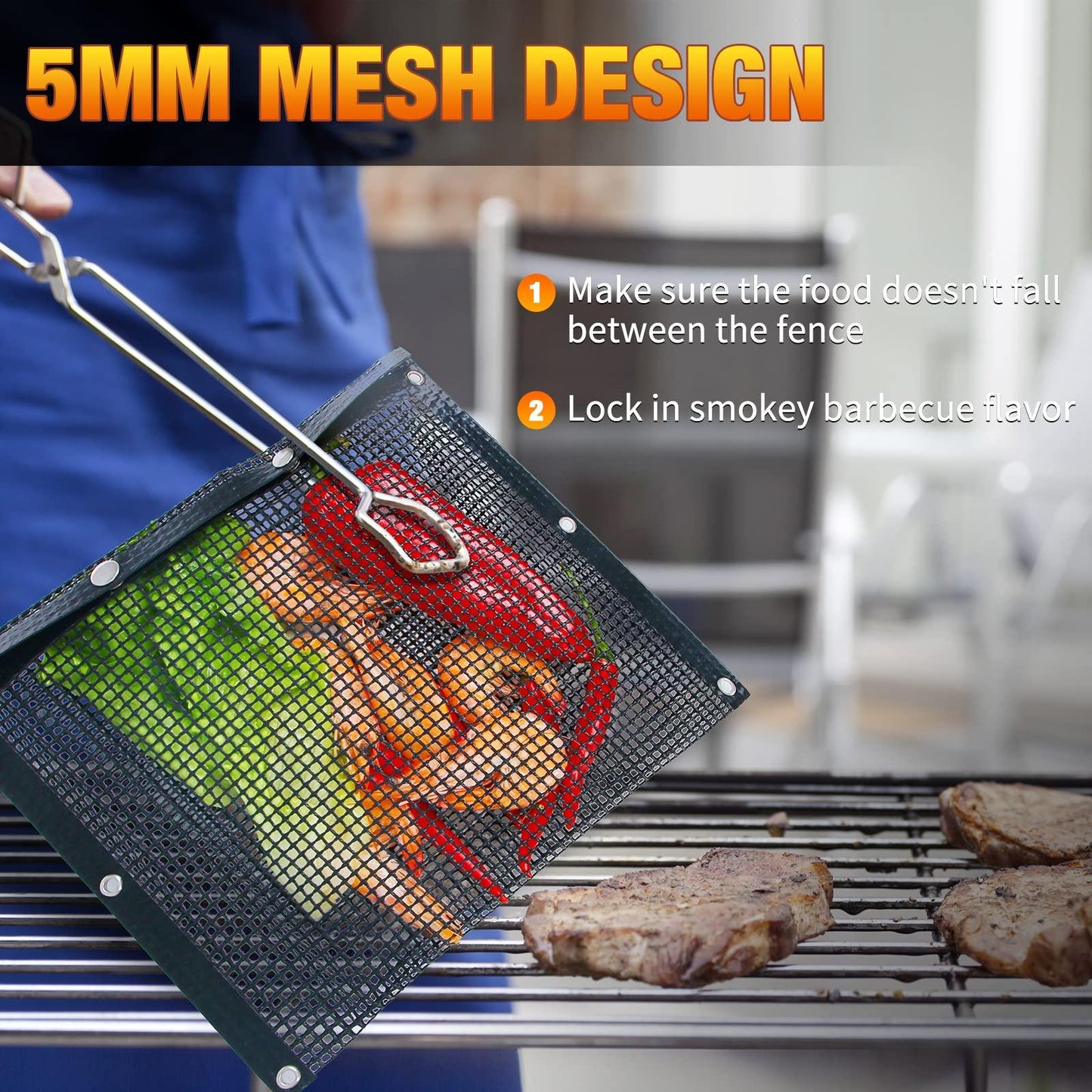 BBQ Accessories Mesh Grill Bags for Outdoor Grill,more than Grill Mat,Non-stick Resuable,Easy to Clean,Works on Electric Grill Outdoor Gas Charcoal BBQ Black Barbeque Grilling Accessories/BBQ Tools - CookCave