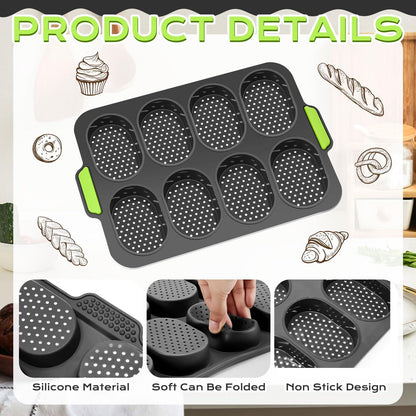 FillTouch Set of 4 Silicone Baguette Pan Baguette Baking Tray 8 Gutter Nonstick Perforated Bread Mold 3 Wave Long Silicone Loaf Pan Homemade French Bread Baking Mould Oven Toast Cooking Bakers - CookCave