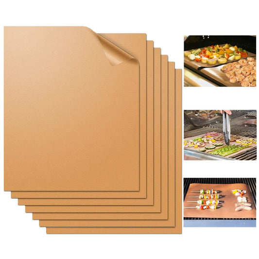 Miaowoof Grill Mat Set of 7-100% Non-Stick BBQ Grill Mats, Heavy Duty, Reusable, and Easy to Clean - Works on Electric Grill Gas Charcoal BBQ-15.75 x 13 Inch - CookCave