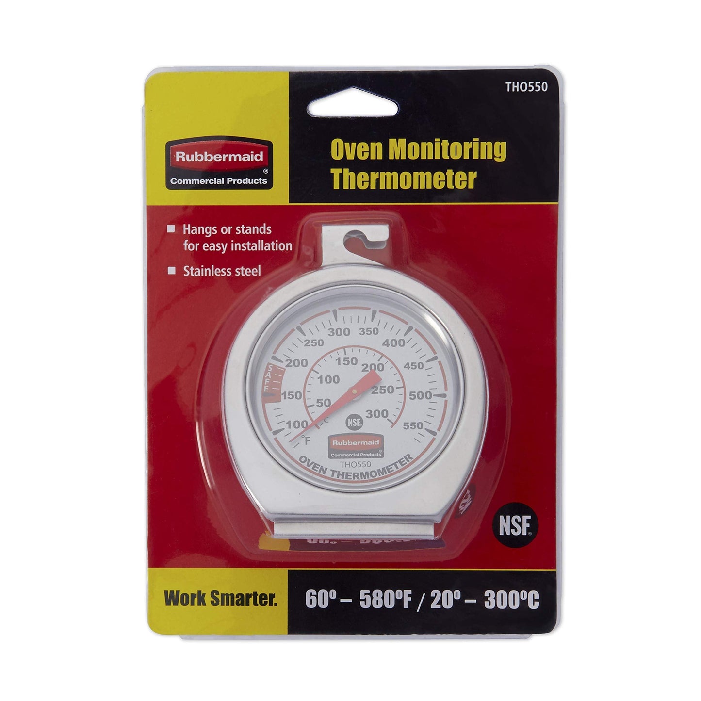 Rubbermaid Commercial Products Stainless Steel Monitoring Thermometer for Oven/Grill/Meat/Food, 60-580 Degrees Fahrenheit Temperature Range, Easy to Read Food Thermometer For Cooking - CookCave