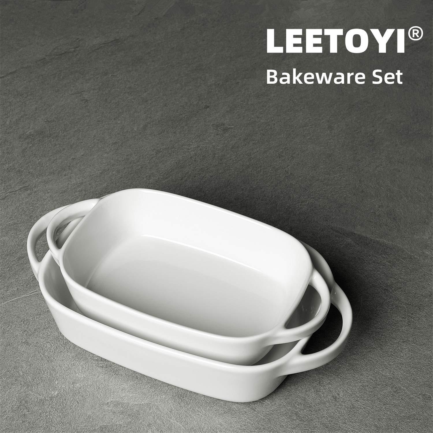 Ceramic 1.1/0.6 Quart Baking Dish Set of 2, 6.1"x8.7", 5.1"x 7.5" (White, 2 Piece Assortment) - CookCave